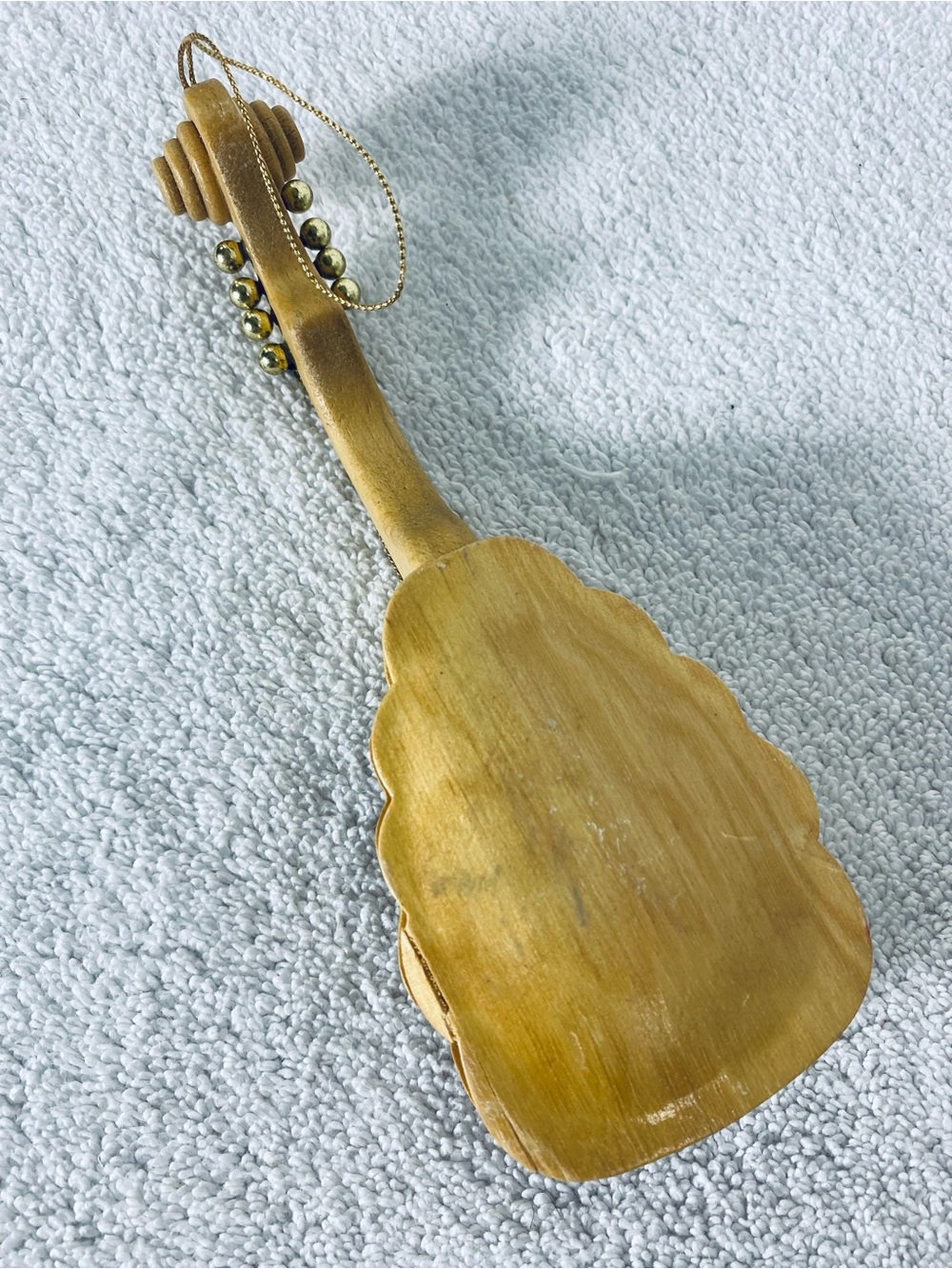 Vintage Wooden Mandolin Christmas Ornament Hand Painted Floral Instrument - Picture 2 of 12